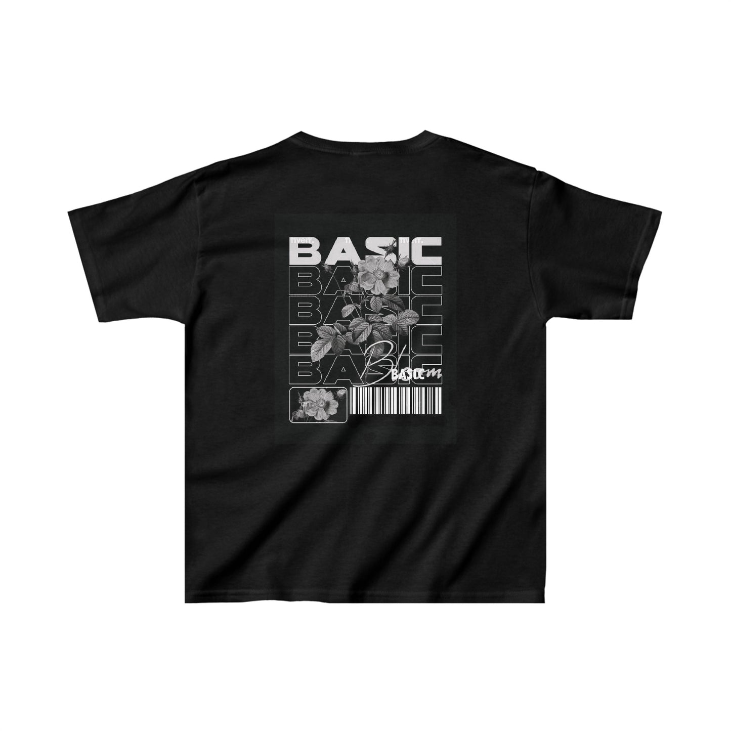 “Basic Rose” Kids Black Cotton Tee